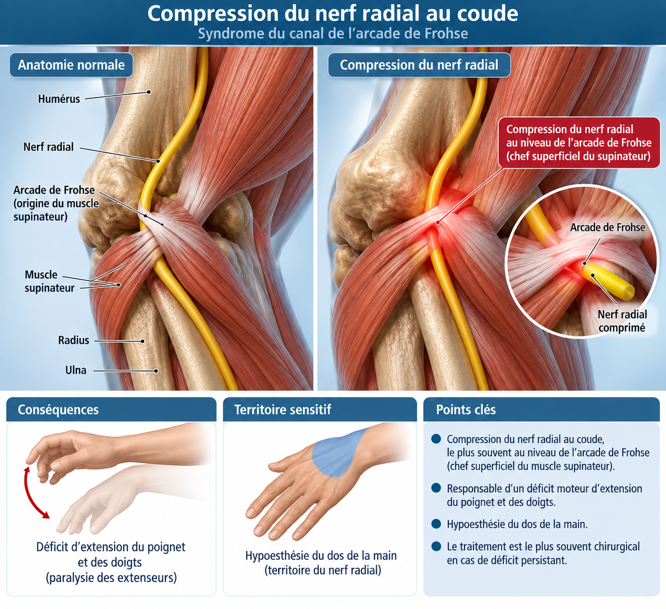 Compression du nerf radial au coude