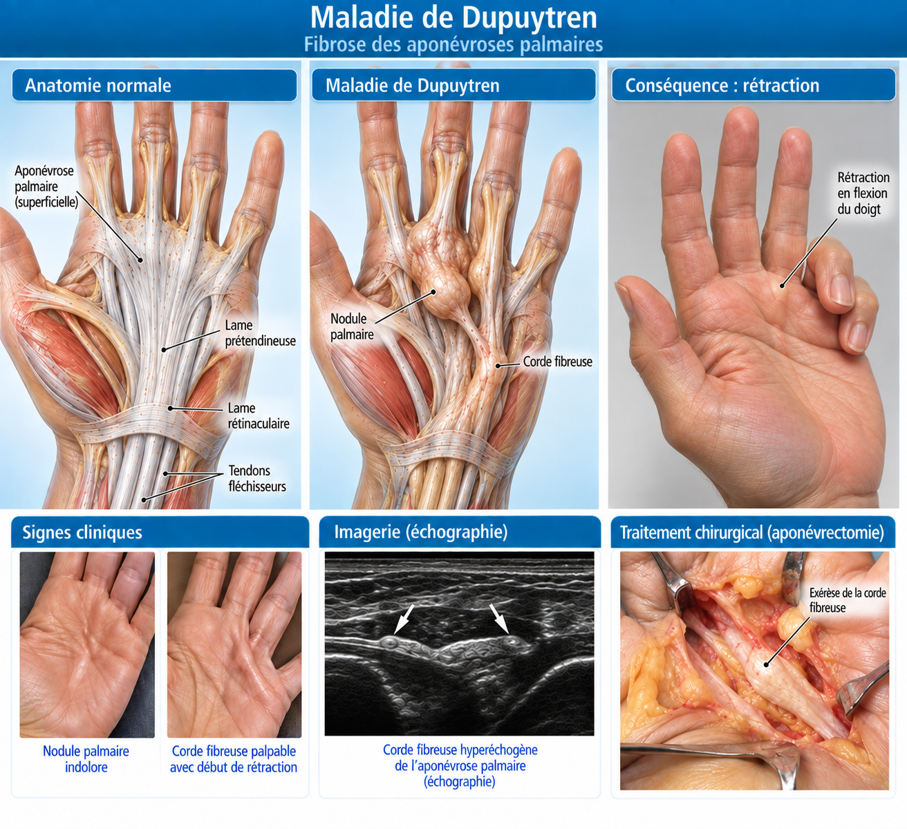 Illustration du traitement chirurgical : Maladie de Dupuytren